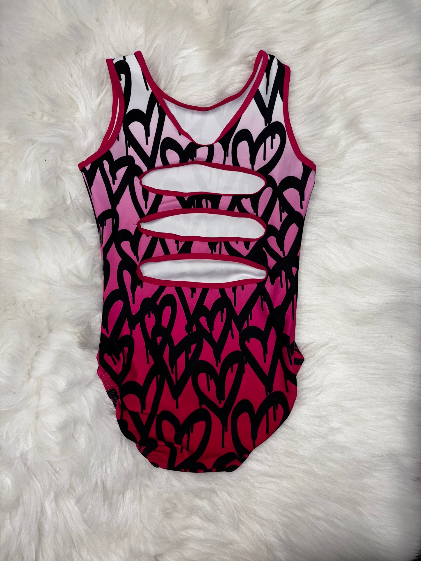 Pink Bleeding Hearts Design Of Gymnastics Leotard