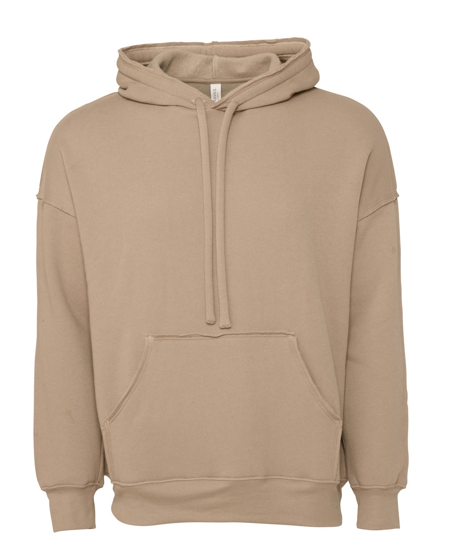 Tan Raw Seam Hoodie- LARGE LOGO BACK