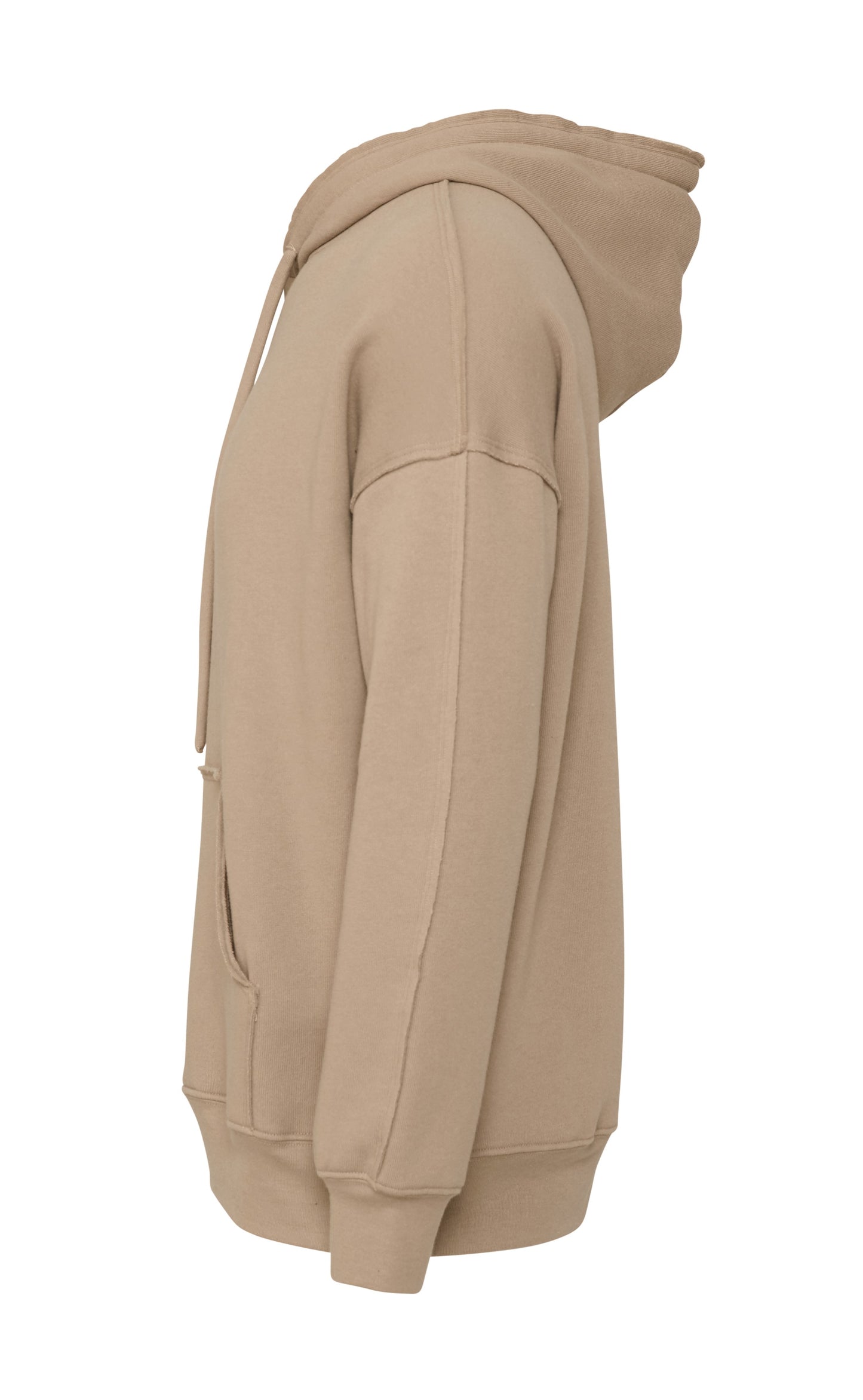 Tan Raw Seam Hoodie- LARGE LOGO BACK
