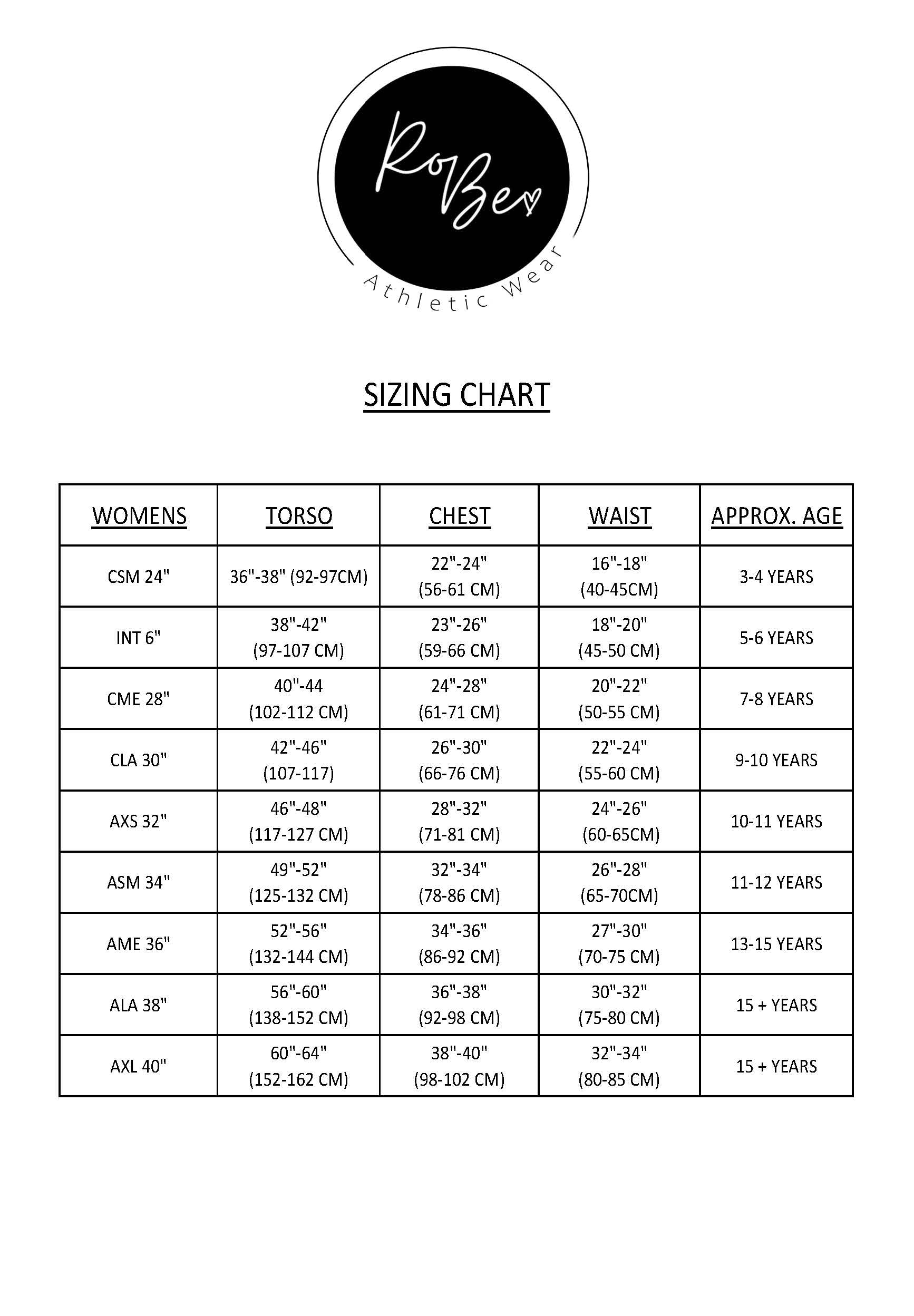 Blue Hex size chart