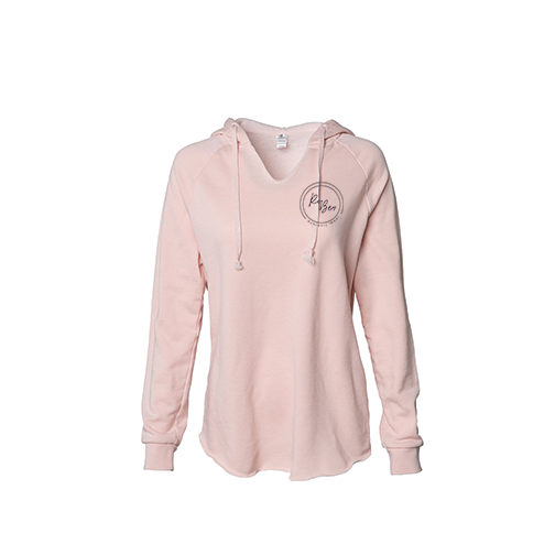 Blush V-Neck Hooded Pullover - Circle Chest Logo