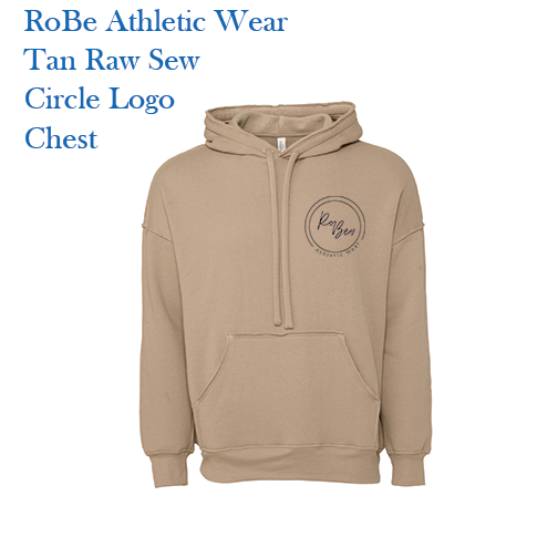 Tan Raw Seam Hoodie- Circle Chest Logo