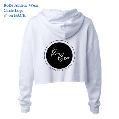 Woman's Lightweight Crop Hoodie in White- Logo Small Circle Chest