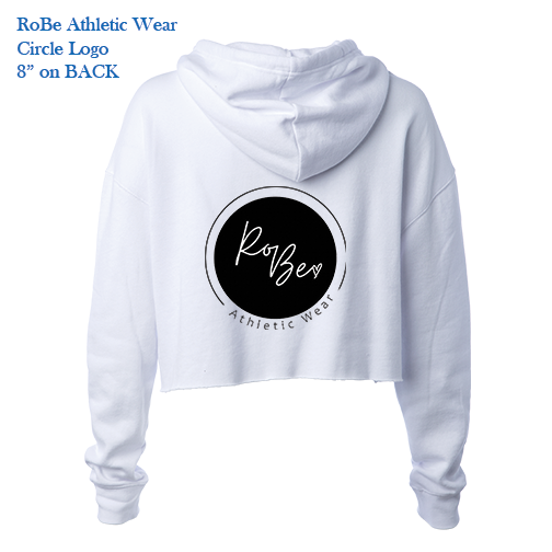 Woman's Lightweight Crop Hoodie in White- LARGE LOGO ON BACK