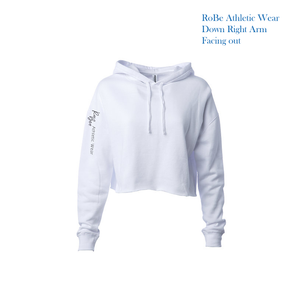 Woman s Lightweight Crop Hoodie in White Logo Small Circle Chest